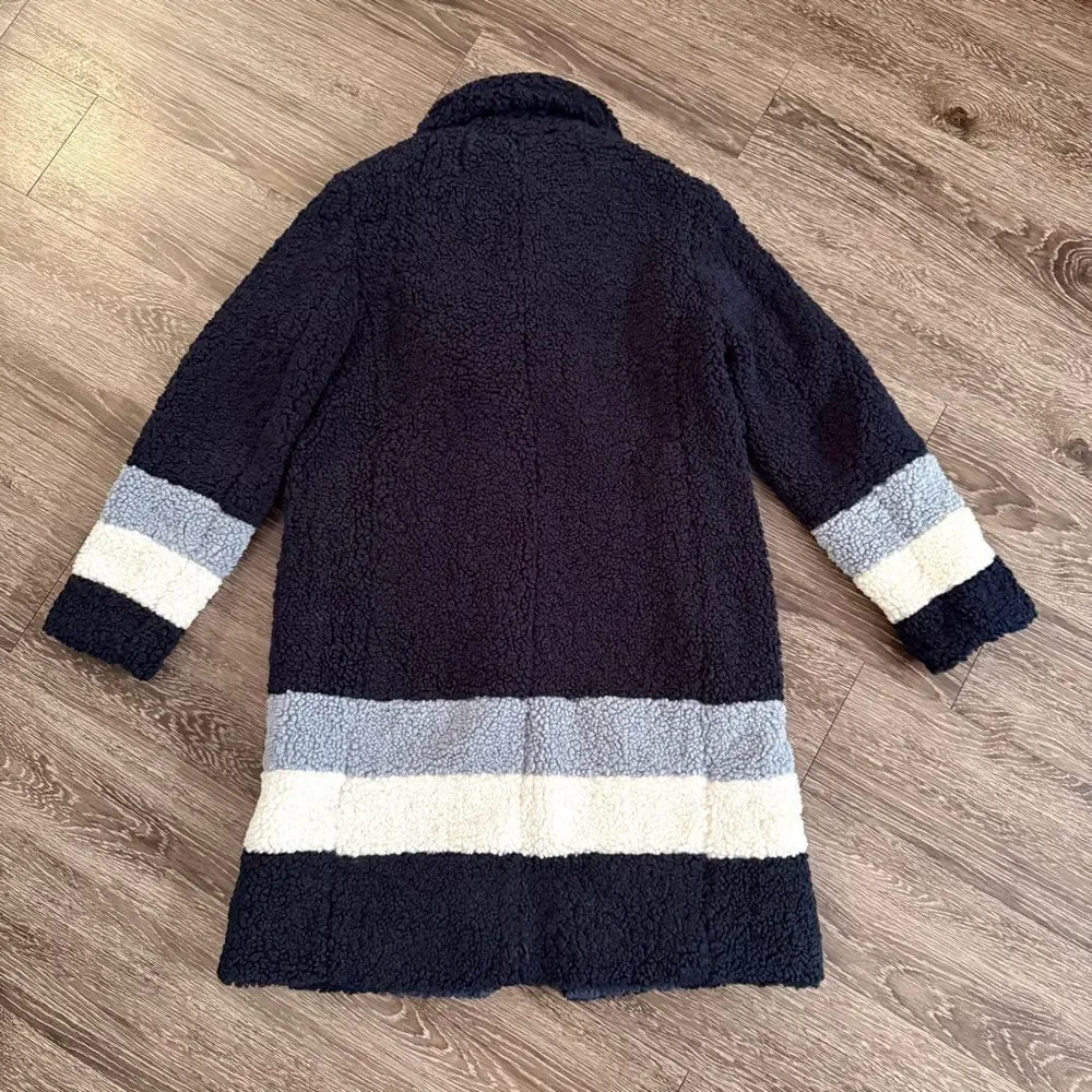 J. Crew Teddy Sherpa Topcoat in Navy Colorblock